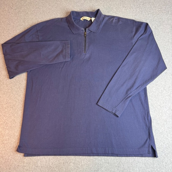 Eddie Bauer Other - Eddie Bauer Mens XL Long Sleeve Quarter Zip Polo Shirt Navy Blue 100% Cotton
